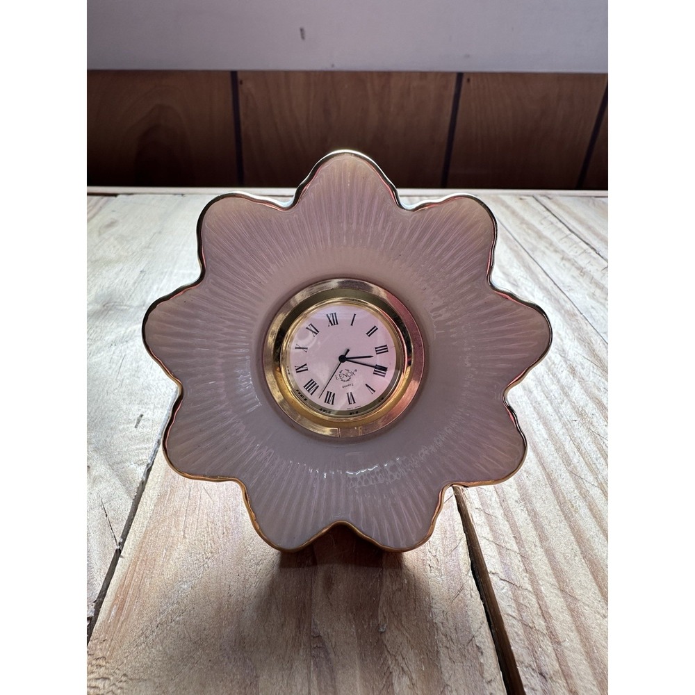 Lenox "Meridian" Porcelain Cottage Core Chic Cream Colored Quartz Flower Clock‎